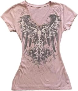 Camiseta dark rosa con alas