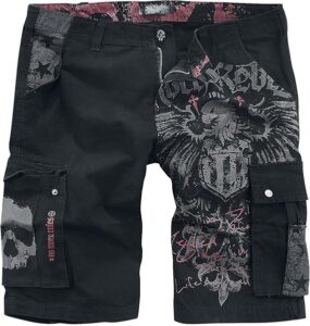 Pantalón corto Rock Rebel negro con calavera