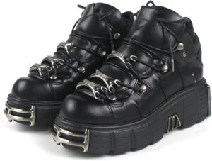 Botas de tacón alto punk negras