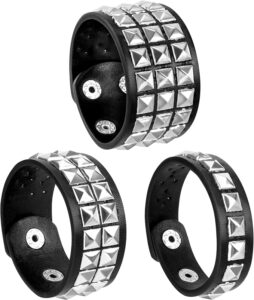 Pulseras punk de cuero negro