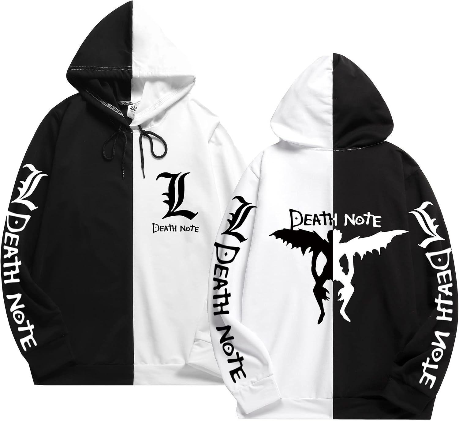 Sudadera Death Note en blanco y negro con capucha