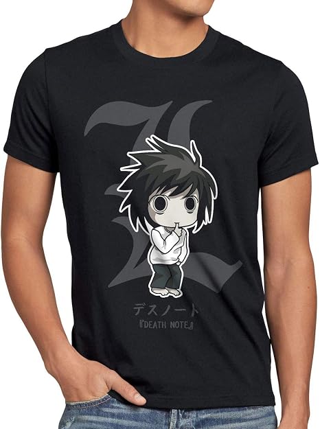 Camiseta negra style3 con L de Death Note
