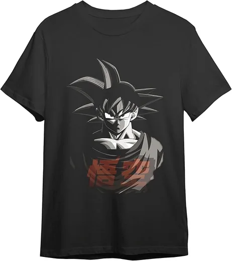 Camiseta negra Dragon Ball Z con retrato de Goku